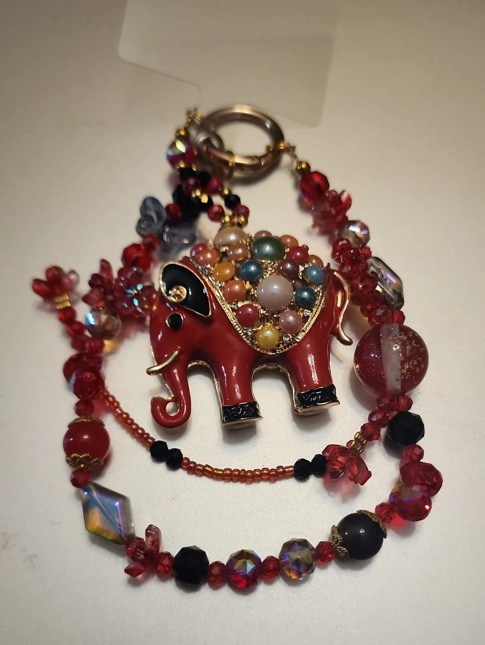 Colorful Red Elephant Phone Charm - Unbranded Women